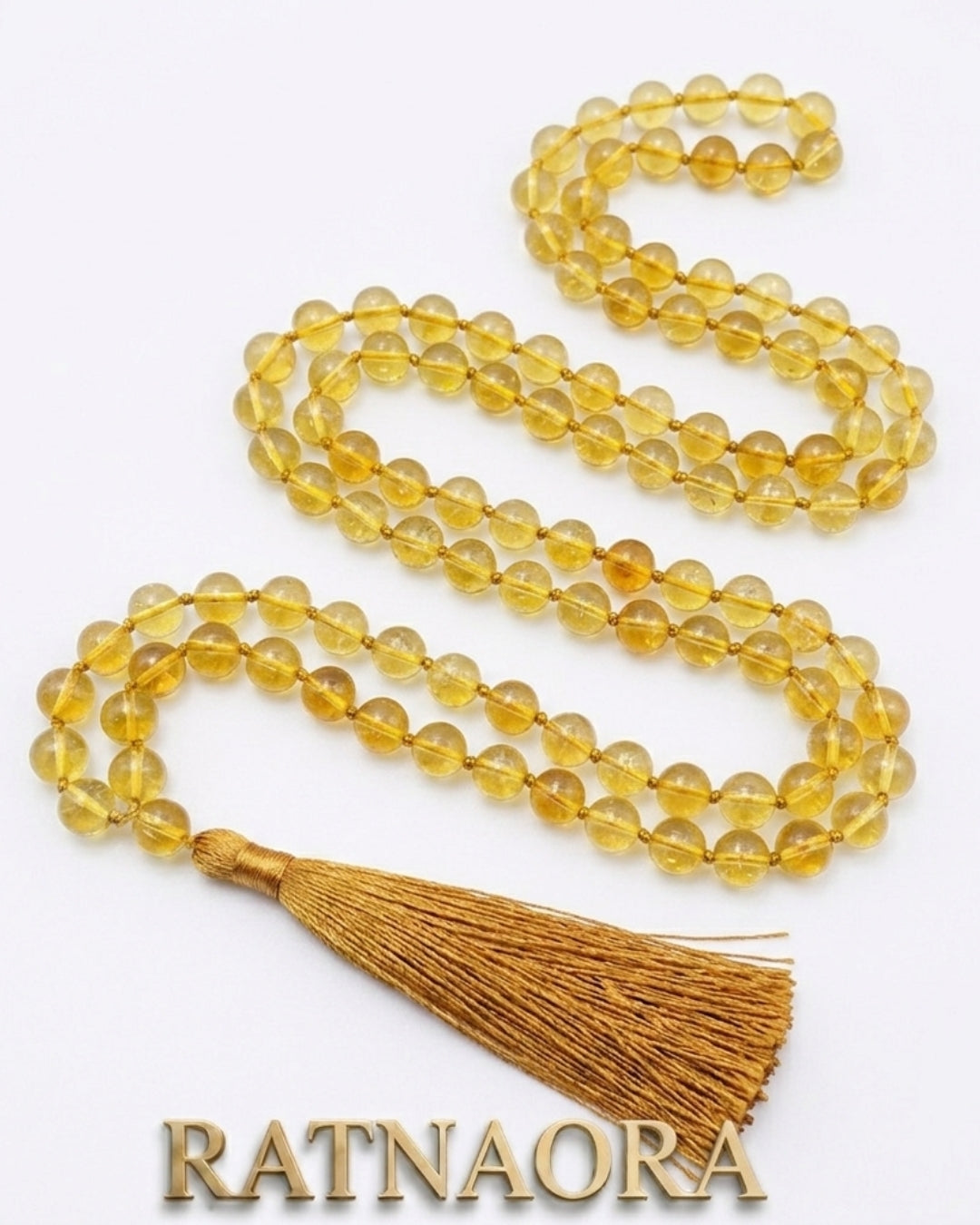 Yellow/Orange Citrine Japa Mala (108 Beeds)