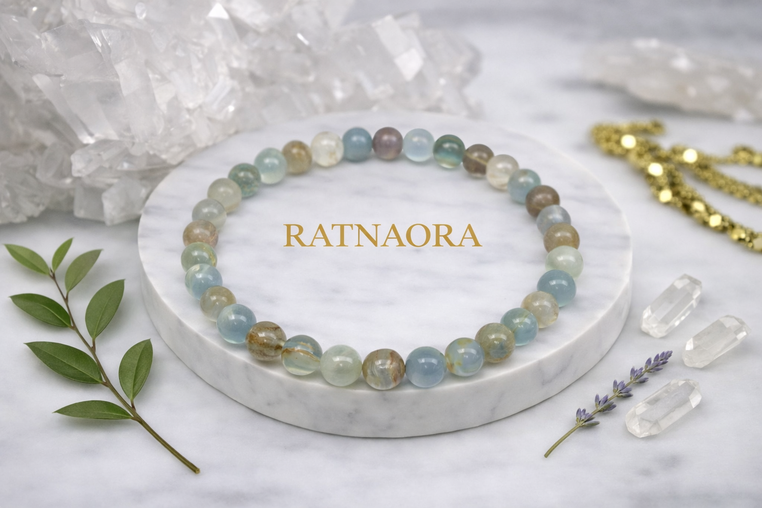 Blue Calcite Japa Mala (108 Beeds)