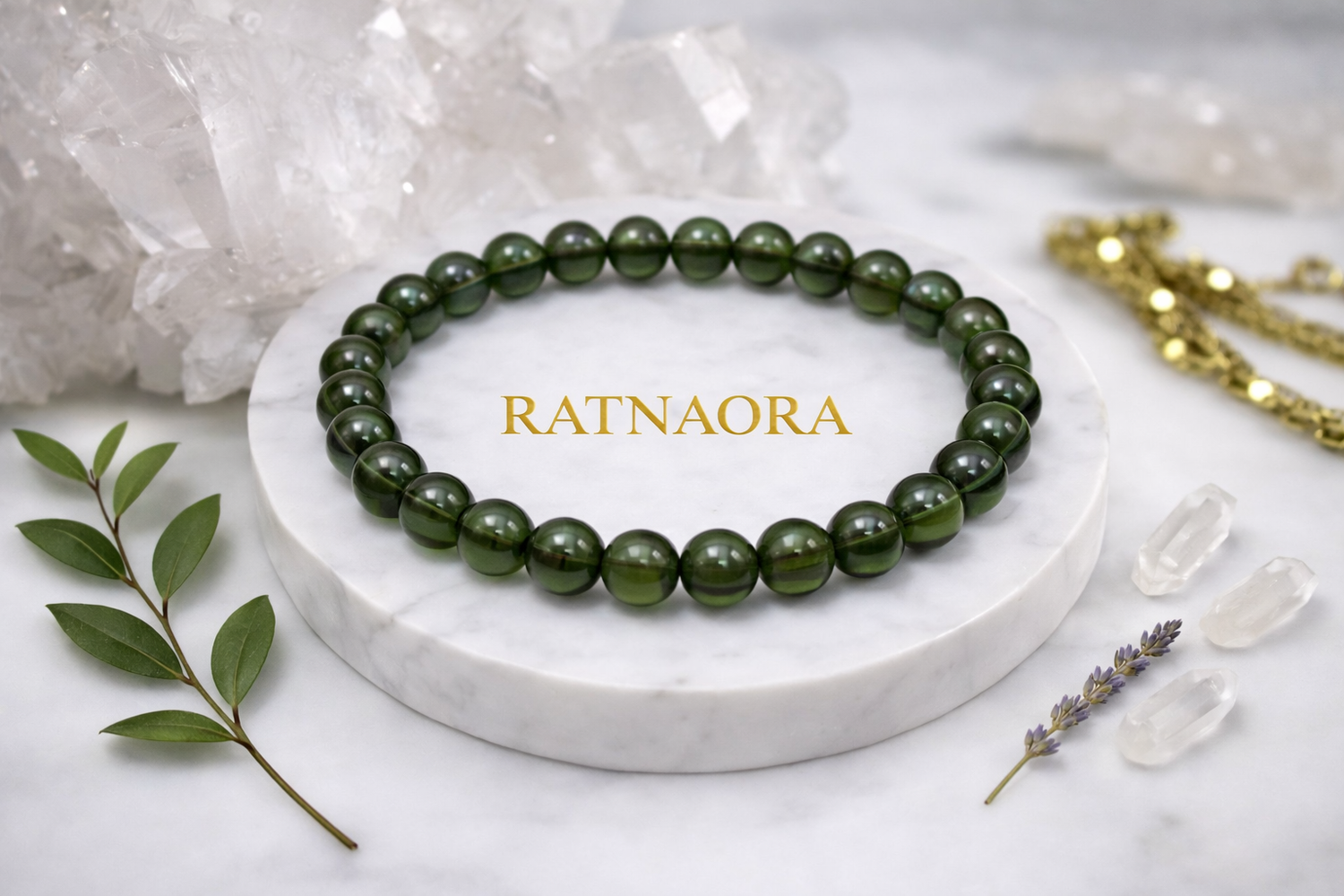 Moldavite Japa Mala (108 Beeds)